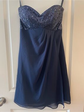 Alfred Angelo Navy Strapless Sequin Bodice Dress